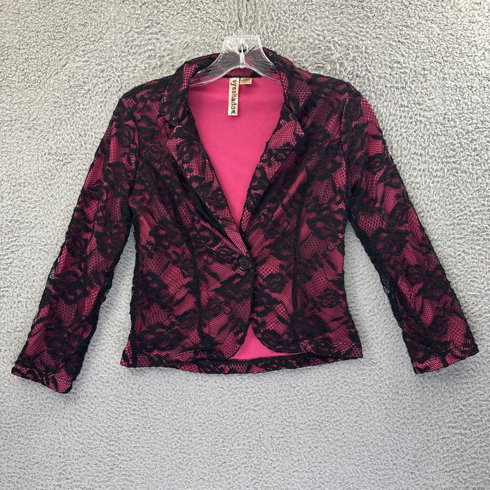 Y2K Eyeshadow Lace Blazer Jacket Gothic Glam Rocker Chic Glamcore Women's‎ XS